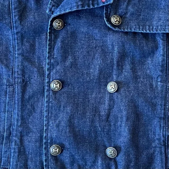 Vtg 2002 Tommy Hilfiger Double Breasted Denim Jacket Metal Nautical Buttons XL - Picture 8 of 15